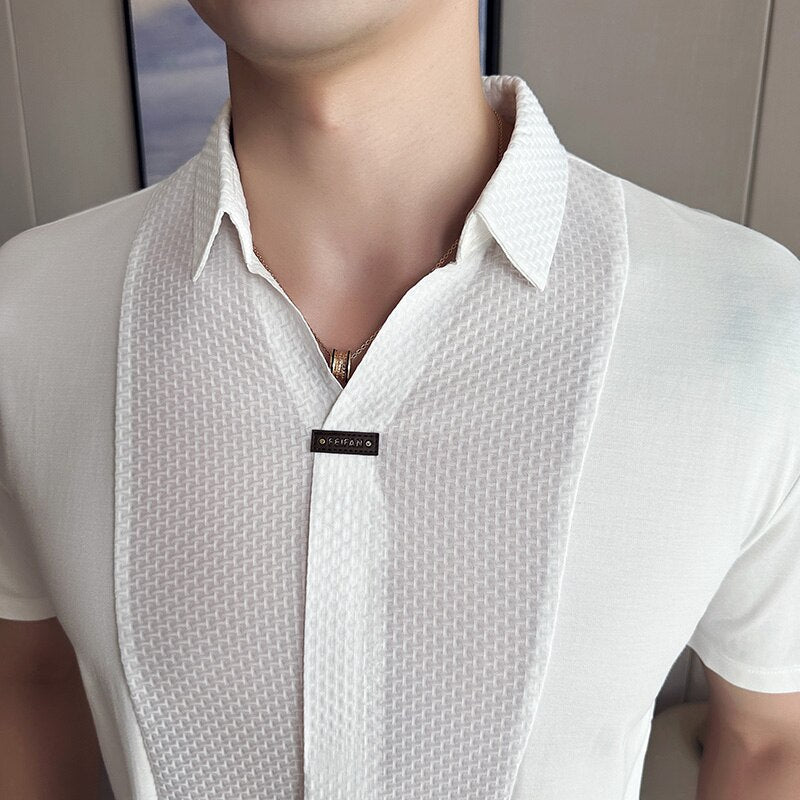 Tshirt Polo High Elastic V Neck Summer
