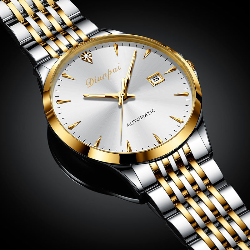 Elegant Men’s Automatic Watch – Two-Tone Stainless Steel with Gold Accents