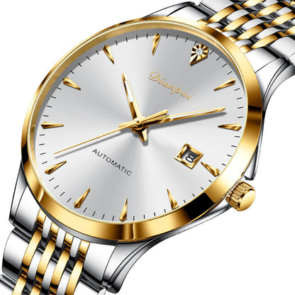 Elegant Men’s Automatic Watch – Two-Tone Stainless Steel with Gold Accents